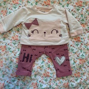 Chick Pea cat mauve sweater and legging